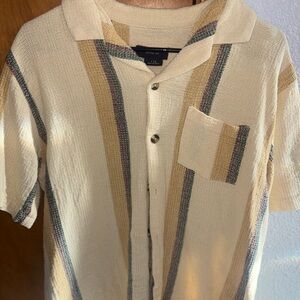 Cotton On Cream and Tan Striped Casual Shirt